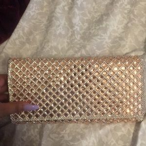 Rose gold and silver rhinestone purse